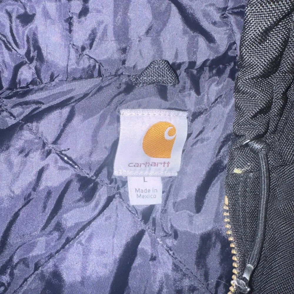 Carhartt Active Jacket Mens Large Black flaws Lined Hooded Nylon J162 BLK